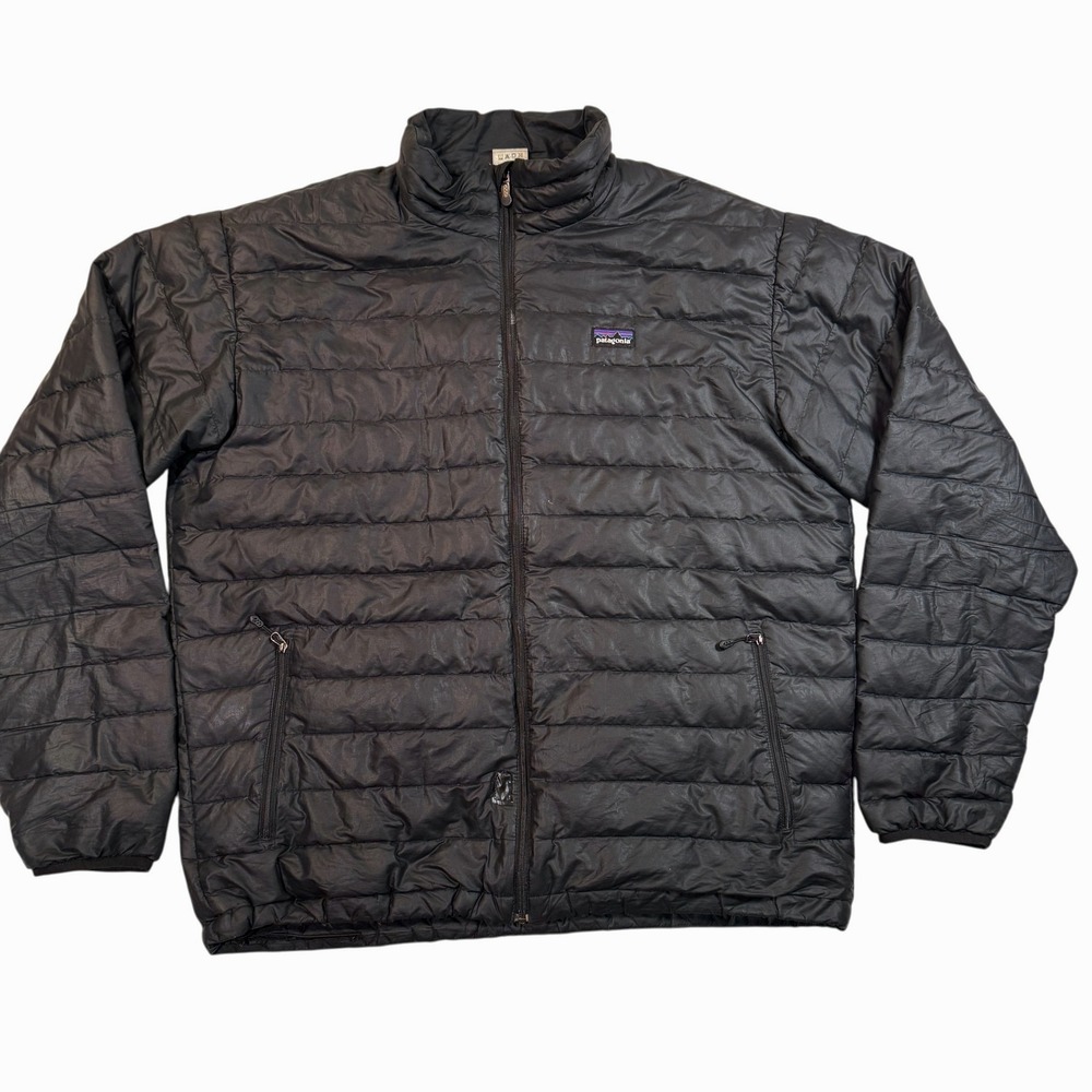 Patagonia Down Sweater Jacket Mens Large Black Full Zip Puffer 84673 Insulated